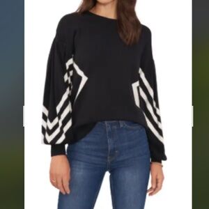 Vince Camuto Black Sweater with white stripes